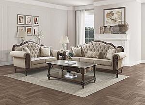 Heath Court 2pc Set Sofa & Loveseat - Brown Oak by Homelegance by Homelegance