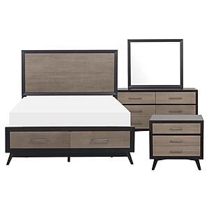 Raku 4pc Queen Bedroom Set  - Gray & Black by Homelegance