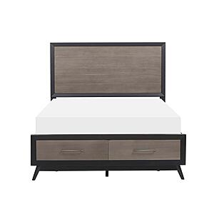Raku Eastern King Platform Bed w/Footboard Storage - Gray & Black by Homelegance