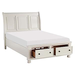 Laurelin Queen Sleigh Platform Bed w/Footboard Storage - White by Homelegance