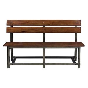 Holverson Bench w/Back - Rustic Brown & Gunmetal by Homelegance