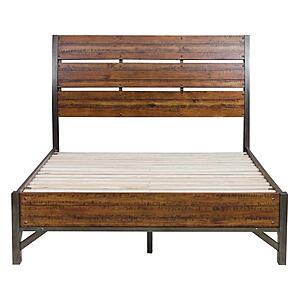 Holverson California King Platform Bed - Rustic Brown & Gunmetal by Homelegance