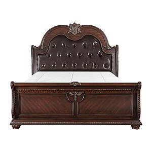 Cavalier Queen Sleigh Bed - Dark Cherry by Homelegance