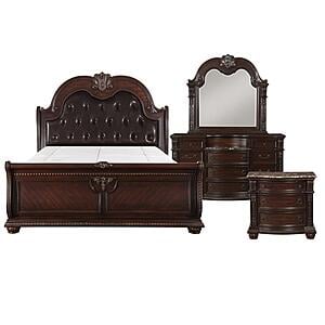 Cavalier 4pc Queen Bedroom Set  - Dark Cherry by Homelegance