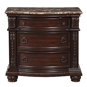 Cavalier Nightstand, Marble Top - Dark Cherry by Homelegance