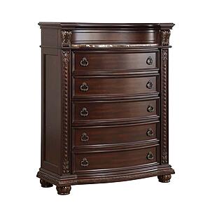 Cavalier Chest, Marble Insert - Dark Cherry by Homelegance