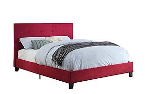 Brice Upholstered Platform Queen Bed - Red by Homelegance