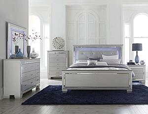 Allura Queen Bed, LED Lighting - Silver by Homelegance