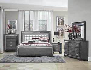Allura Nightstand, LED Lighting - Gray  by Homelegance