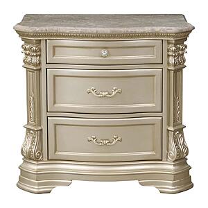 Antoinetta Nightstand, Marble Top - Bronze by Homelegance
