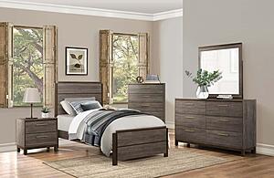 Vestavia Twin Bed - Antique Gray & Dark Brown by Homelegance
