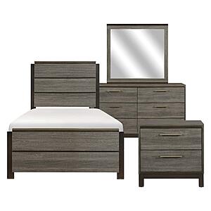 Vestavia 4Pc Twin Bedroom Set  - Antique Gray & Dark Brown by Homelegance