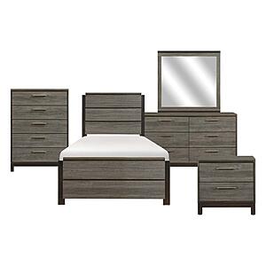Vestavia 5pc Twin Bedroom Set  - Antique Gray & Dark Brown by Homelegance