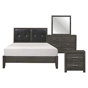 Edina 4pc Queen Bedroom Set  - Dark Gray & Black by Homelegance