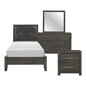 Edina 4Pc Twin Bedroom Set  - Dark Gray & Black by Homelegance