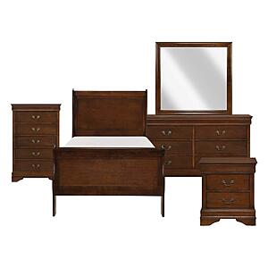 Mayville 5pc Twin Bedroom Set  - Brown Cherry by Homelegance