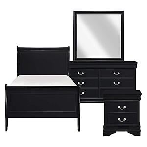 Mayville 4Pc Twin Bedroom Set  - Black by Homelegance