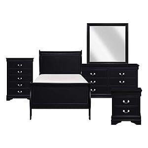 Mayville 5pc Twin Bedroom Set  - Black by Homelegance