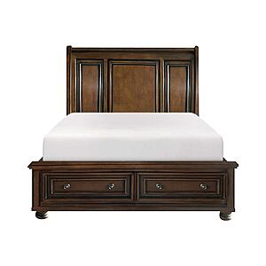 Cumberland Eastern King Sleigh Platform Bed w/Footboard Storage - Brown Cherry by Homelegance