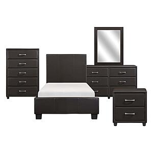 Lorenzi 5pc Twin Bedroom Set  - Dark Brown by Homelegance