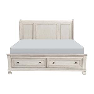 Bethel Queen Platform Bed w/Footboard Storage - Brushed White  by Homelegance