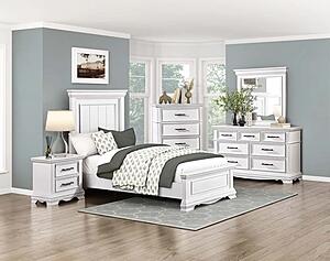 York Twin Bed - White by Homelegance
