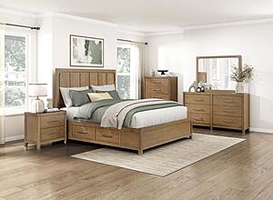 Charlotte  California King Platform Bed w/Storage Side Rails - Light Brown by Homelegance