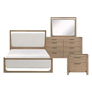 Riley 4pc Queen Bedroom Set  - Light Brown & Beige by Homelegance