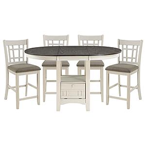 Junipero 5pc Dining Table and 4 Side Chair - Antique White & Rosy Brown by Homelegance
