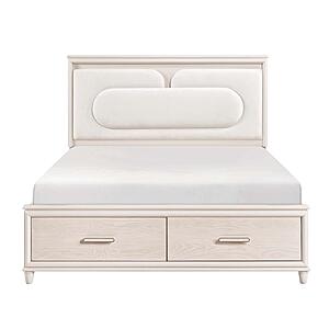 Lunaris  California King Platform Bed w/Footboard Storage - Beige by Homelegance