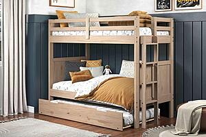 Dune Bunk Twin over Twin Bed with Short Ladder Sandstone Finish by Innovations