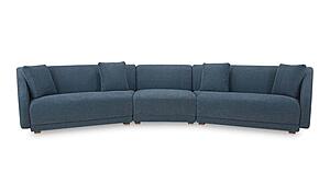 Fraser 3 Piece Modular Sectional with Slipper Deep Blue by Moe's Home Collection
