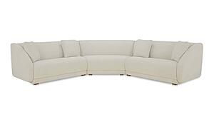 Fraser 3 Piece Modular Sectional with Wedge Slipper Off White by Moe's Home Collection