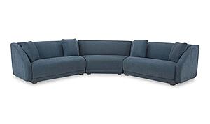 Fraser 3 Piece Modular Sectional with Wedge Slipper Deep Blue by Moe's Home Collection
