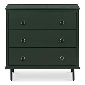Reagan 3 Drawer Nightstand Deep Green by Moe's Home Collection