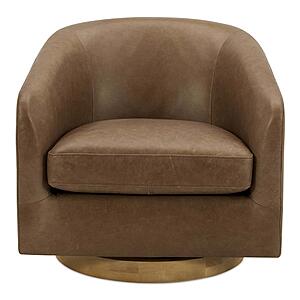 Oscy Leather Swivel Chair Tan by Moe's Home Collection