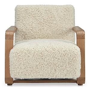 Eckersley Lounge Chair Cream Faux Fur by Moe's Home Collection