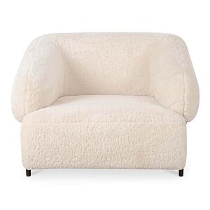 Devlin Lounge Chair Cream Faux Fur by Moe's Home Collection
