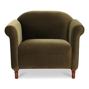 Harmony Accent Chair Dark Green Faux Mohair by Moe's Home Collection