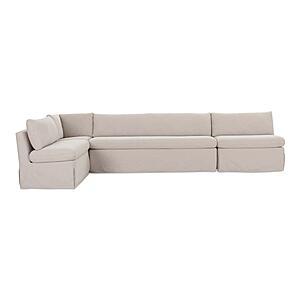 Fable Slipcover Dining Banquette L-Shape Beige 139.5" by Moe's Home Collection