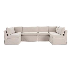 Fable Slipcover Dining Banquette U-Shape Beige 121" by Moe's Home Collection