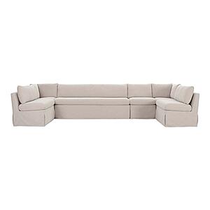 Fable Slipcover Dining Banquette U-Shape Beige 154" by Moe's Home Collection