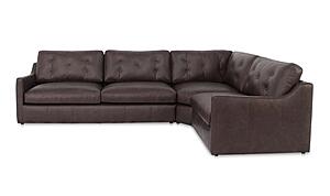 Thurlow 3 Piece Right Modular Sectional Espresso Brown Leather by Moe's Home Collection