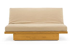 Futon Set - Queen Size - Okinawa Urban Oak Frame, Mattress w/Removable Solid Cover