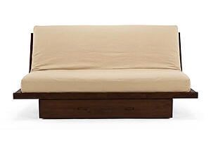 Futon Set - Full Size - Okinawa Walnut Frame, Mattress w/Removable Solid Cover