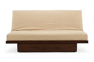 Futon Set - Queen Size - Okinawa Walnut Frame, Mattress w/Removable Solid Cover