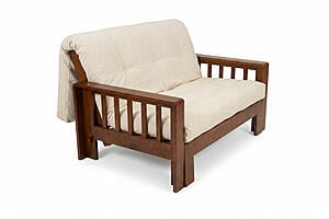 Futon Set - Twin Size - Osaka Natural Frame, Mattress w/Removable Solid Cover