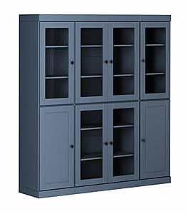 65" x 71.5" China Pantry Cabinet w/6 Clear Glass, 2 Shaker Wood Doors by Palace Imports