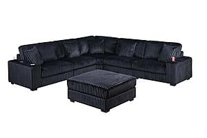 192 Fabric 6-Piece Modular Sectional Sofa Set Black by Poundex