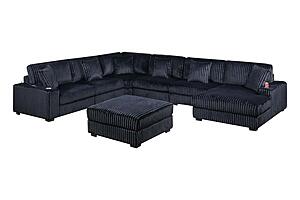 194 Fabric 7-Piece Modular Sectional Sofa Set Black by Poundex